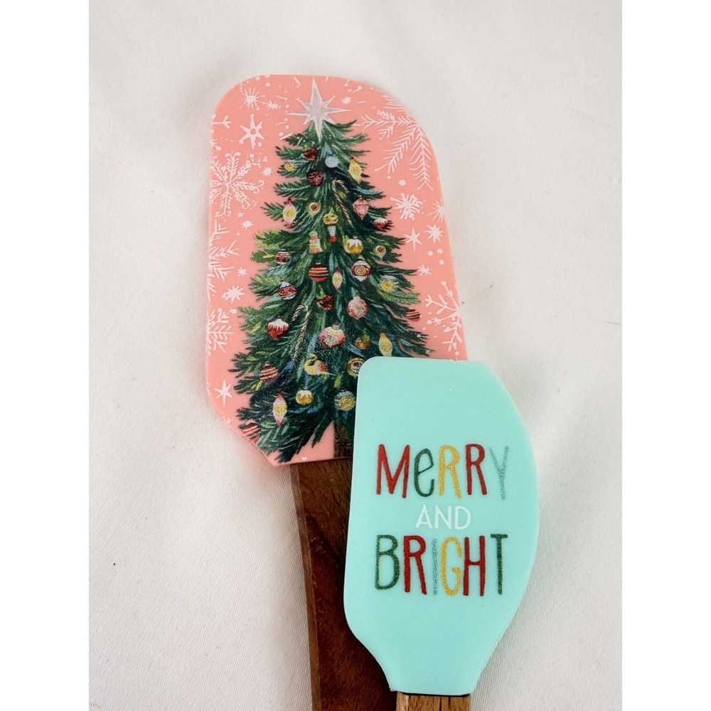 Cook With Color CWC‎ Christmas Spatula Set Merry & Bright Tree Wood Handle - Picture 4 of 8
